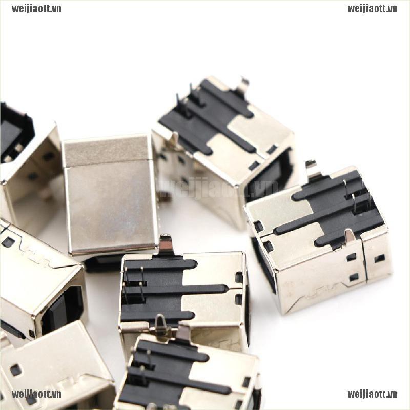 WJIAO 10 Pcs USB Female Type-B Port 4-Pin Right Angle PCB DIP Jack Socket AD VN