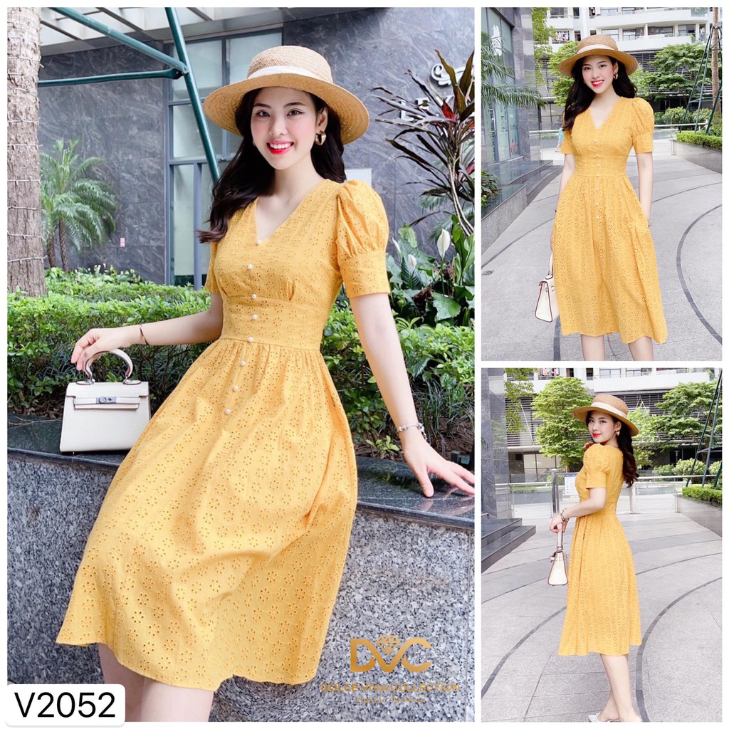 VÁY REN XÒE CỔ V - HÀNG THIẾT KẾ DVC | BigBuy360 - bigbuy360.vn