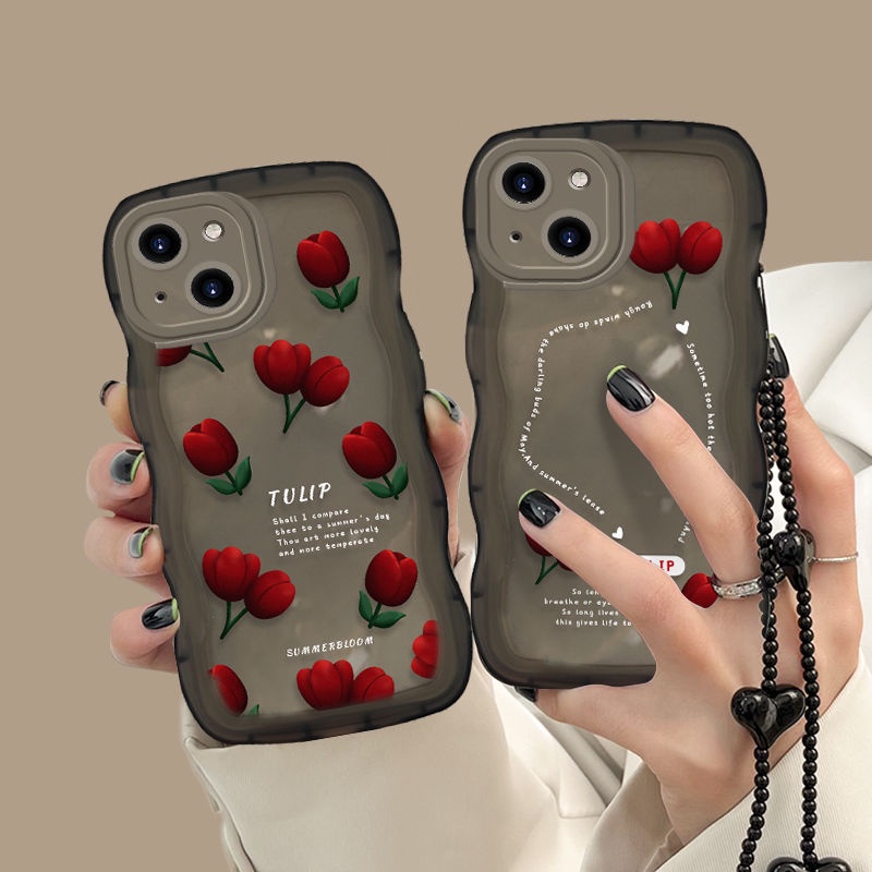 Ốp Điện Thoại TPU Silicon Mềm Họa Tiết Hoa Tulip Cho iPhone 14 Pro Max Mini 13 12 11 XS XR X 8 7 Plus 6S 6 SE