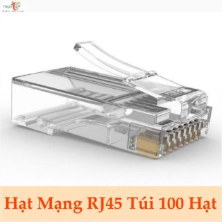 Hạt Mạng Xuyên Thấu RJ45 THƯỜNG Túi 100 Hạt Dùng Cho Cat5 Cat6 - XTRJ45G100