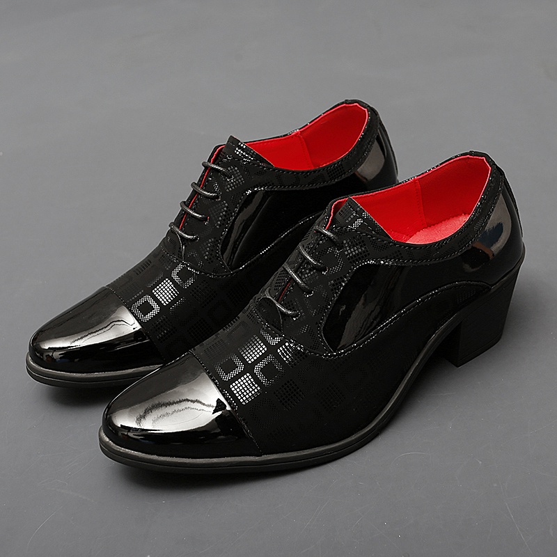 Giày da gót cao 6cm mũi nhọn thời trang lịch lãm cho nam