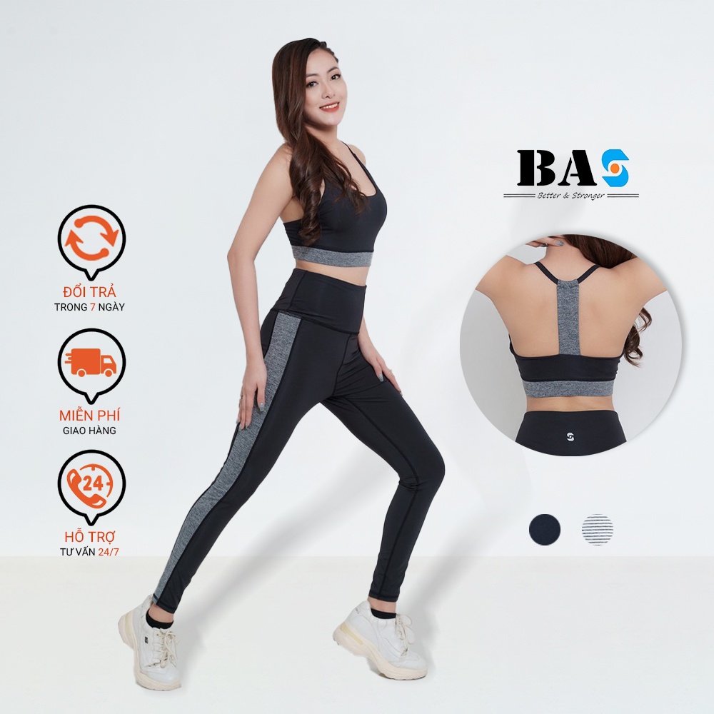 Set đồ tập thể thao tập yoga gym BAS sport bra dáng croptop phối legging dài nâng mông - S40021 -2