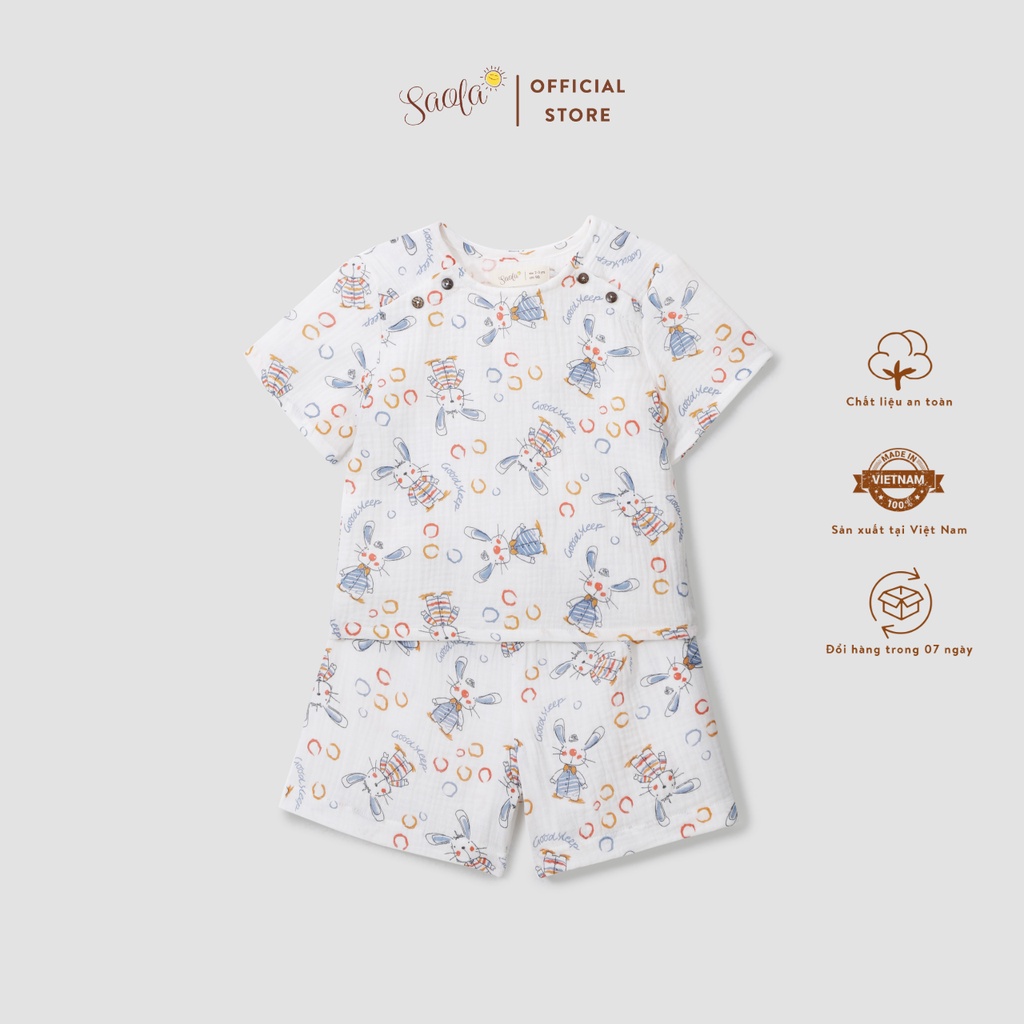 Bộ Áo Quần Cho Bé Trai/ Bé Gái Chất Liệu Muslin Thoáng Mát Mặc Hè - JETTIMO SET - SEM007 - SAOLA KIDS CLOTHING