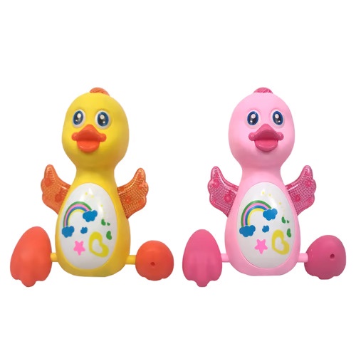 Đồ Chơi Chú Vịt Biết Đi Có Đèn Và Nhạc lắc lư có dây dắt kèm theo Cho Bé tăng khả năng vận động