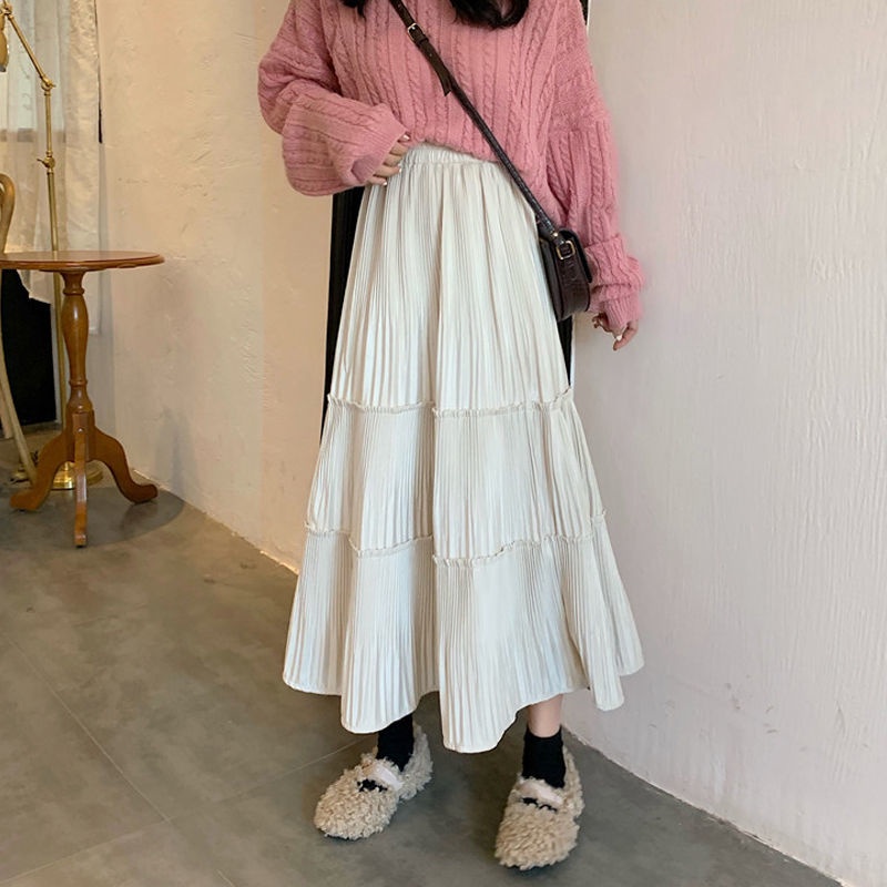 Chân Váy Nhung Xếp Li Dài Vừa Thời Trang Mới Cho Nữ