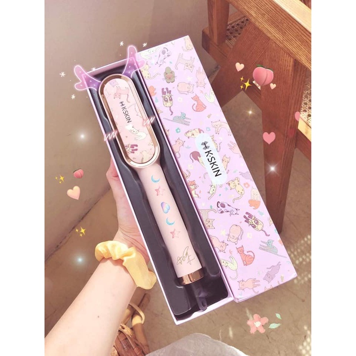 KSKIN Lược Điện Màu Hồng 2IN1 Máy Duỗi Tóc Cao Cấp,Lược Chải Thẳng Tóc - Uốn Cúp Tóc,Chống Bỏng