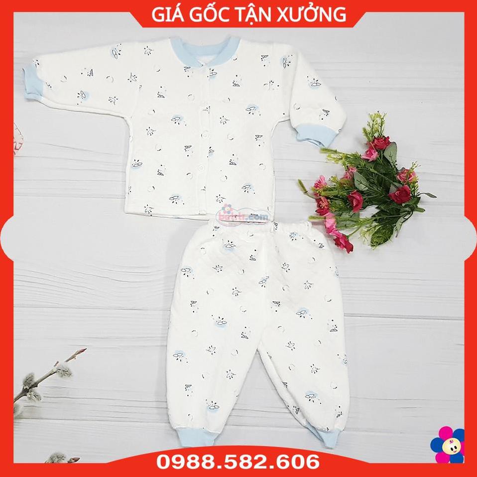 [ĐỒ ĐÔNG] Bộ Quần Áo Bông Sơ Sinh, Quần Áo Chần Bông Cho Bé Từ Sơ Sinh Đến 7.5kg (1 bộ)