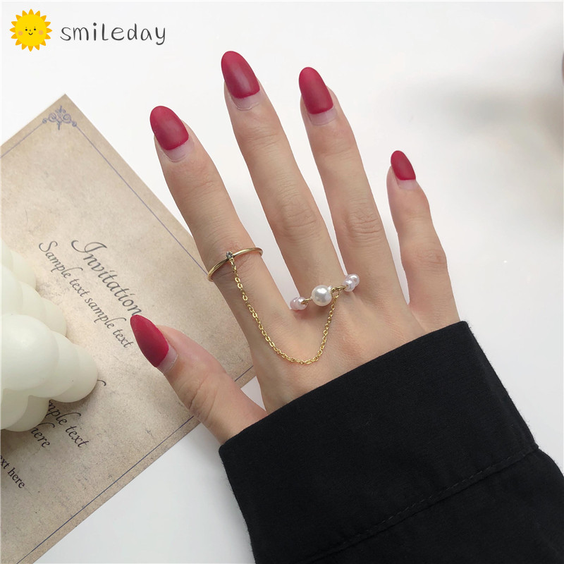 Set 2 Nhẫn Đeo Tay Đính Ngọc Trai Nhân Tạo Thời Trang Cho Nữ
