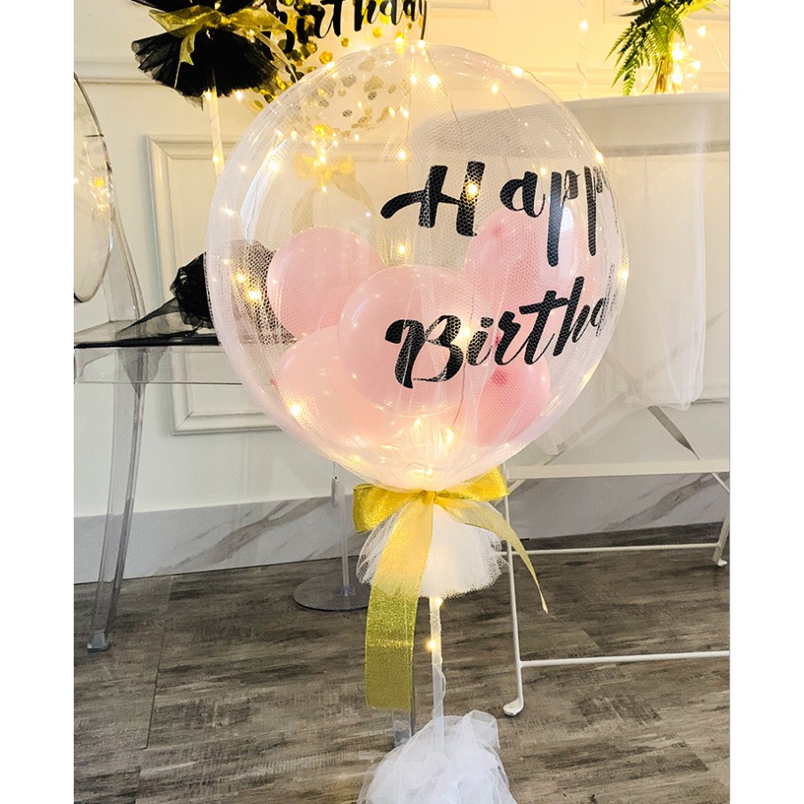Sticker Trong Suốt 5-20 Inch Hình Chữ Happy Birthday Dễ Thương Dùng Để Trang Trí