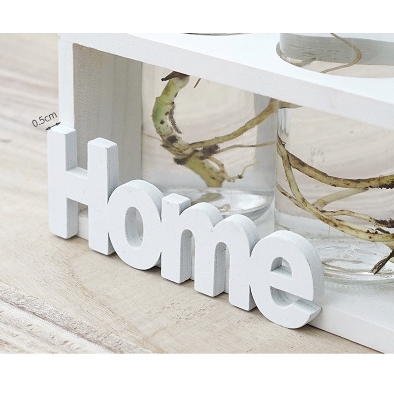 Lọ Hoa Khung Gỗ Chữ Home Bày Bàn Độc Đáo