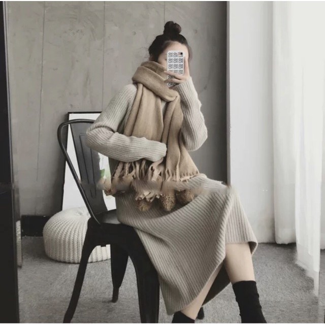 (HÀNG ORDER) Váy len suông cổ lọ dáng dài GNCM | BigBuy360 - bigbuy360.vn