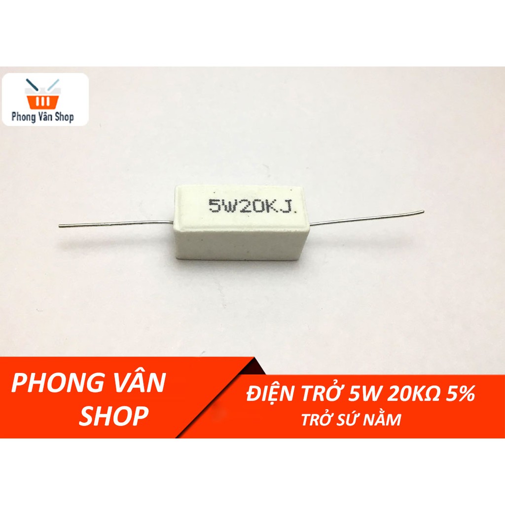 Điện trở 5W 20k ohm 5% - Trở sứ nằm