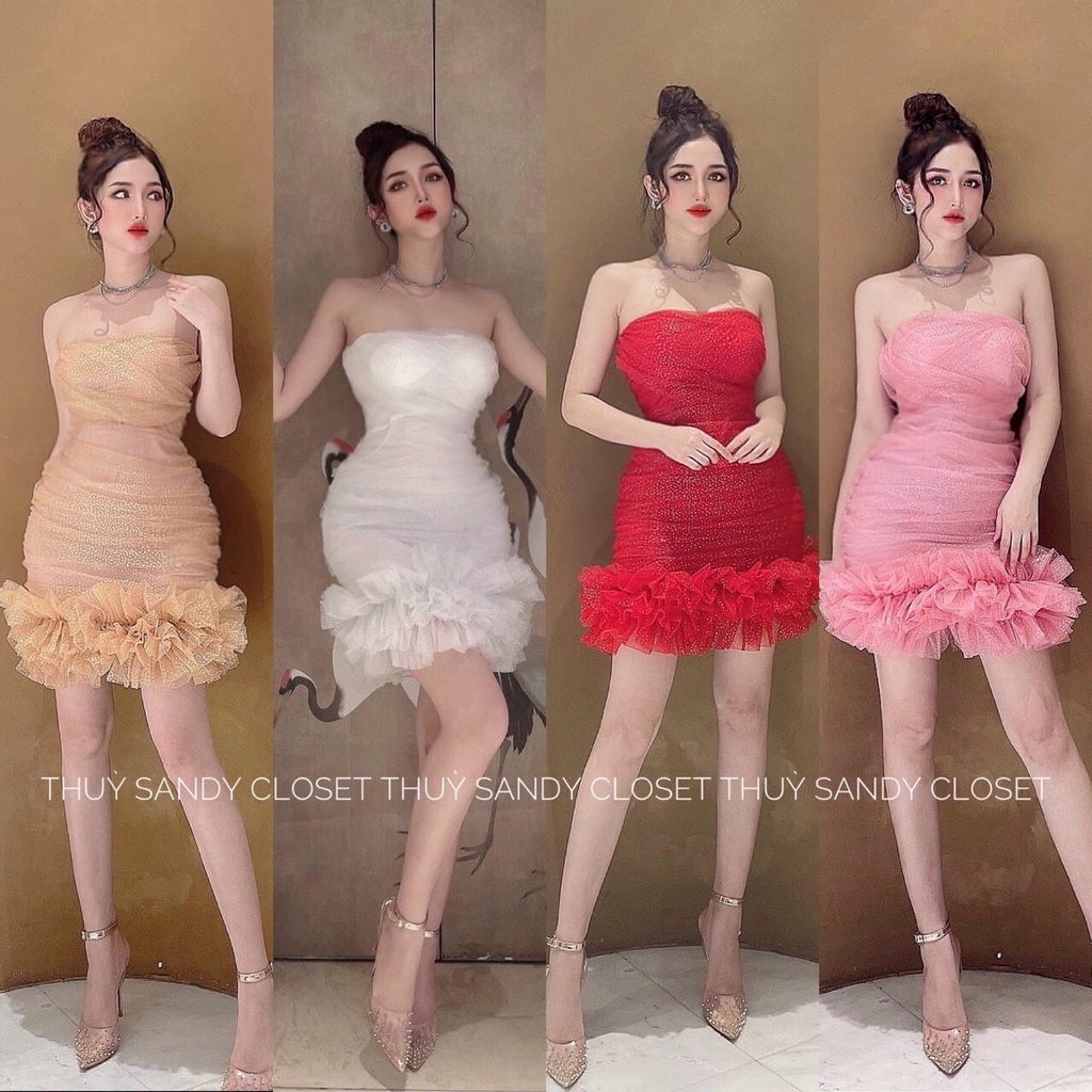 Đầm Ôm ⚡𝙎𝙄𝙀̂𝙐 𝙎𝘼𝙇𝙀⚡ Đầm Body Cúp Ngực Bèo Lai Phối Lưới Kim Tuyến - 75106