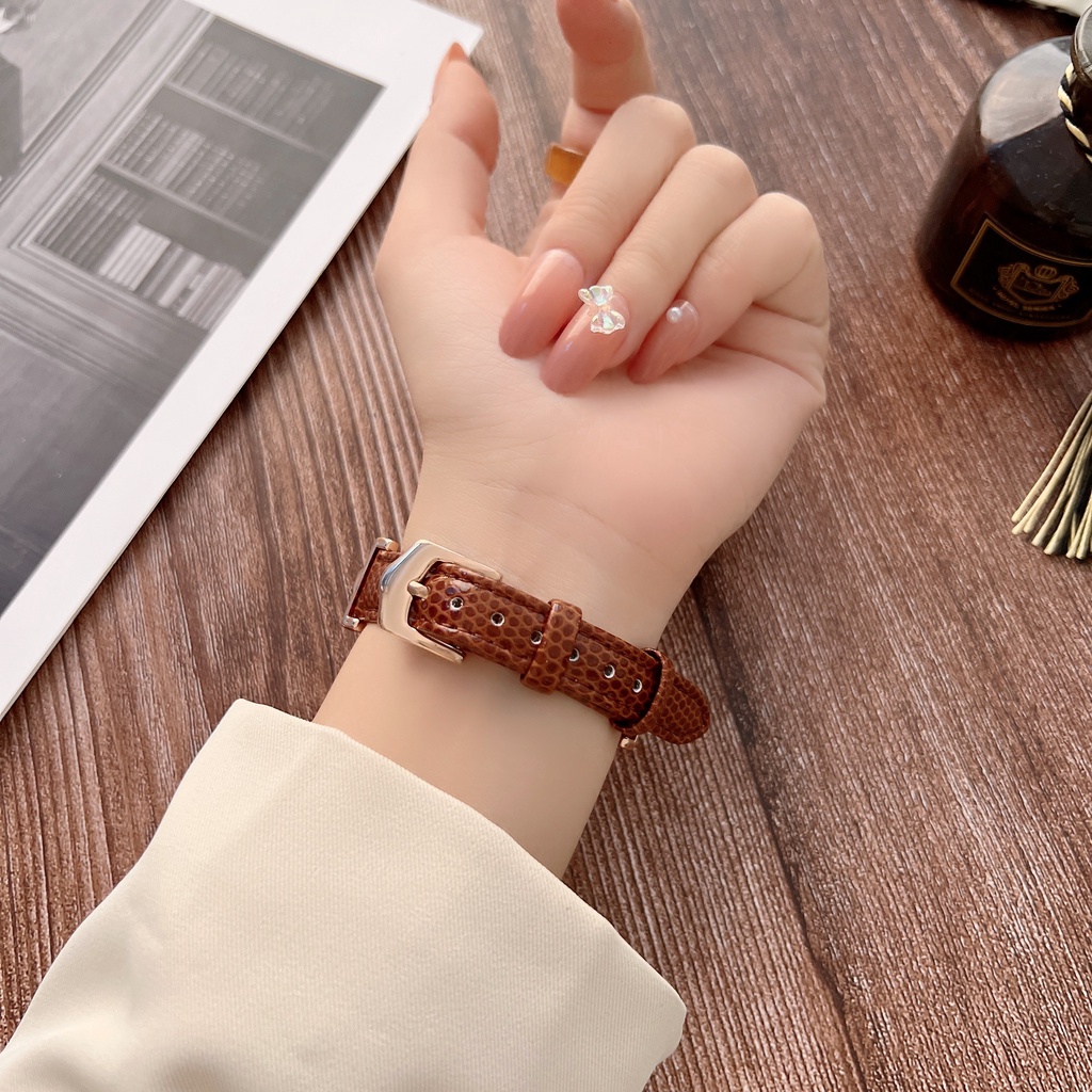 Dây Da HọA TiếT Da Cá SấU Siêu MỏNg Cho ĐồNg Hồ iwatch 7 SE 6 5 4 3 2 1 41mm 45mm 40mm 44mm 38mm 42mm