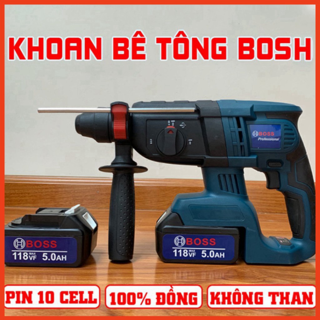 (BẢO HÀNH 12 THÁNG) Máy Khoan Bê Tông Dùng Pin BOSCH 118V 3 Chức Năng | sẵn hàng|