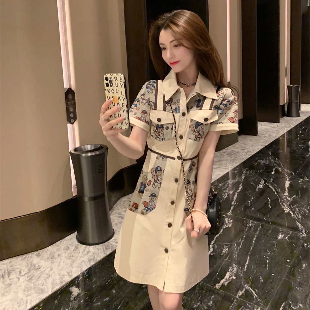 MUEL Original ~ Small Fragrant Style Dress Women's 2022 Summer New Foreign Style Age Reduction Leisure Polo Collar Dress