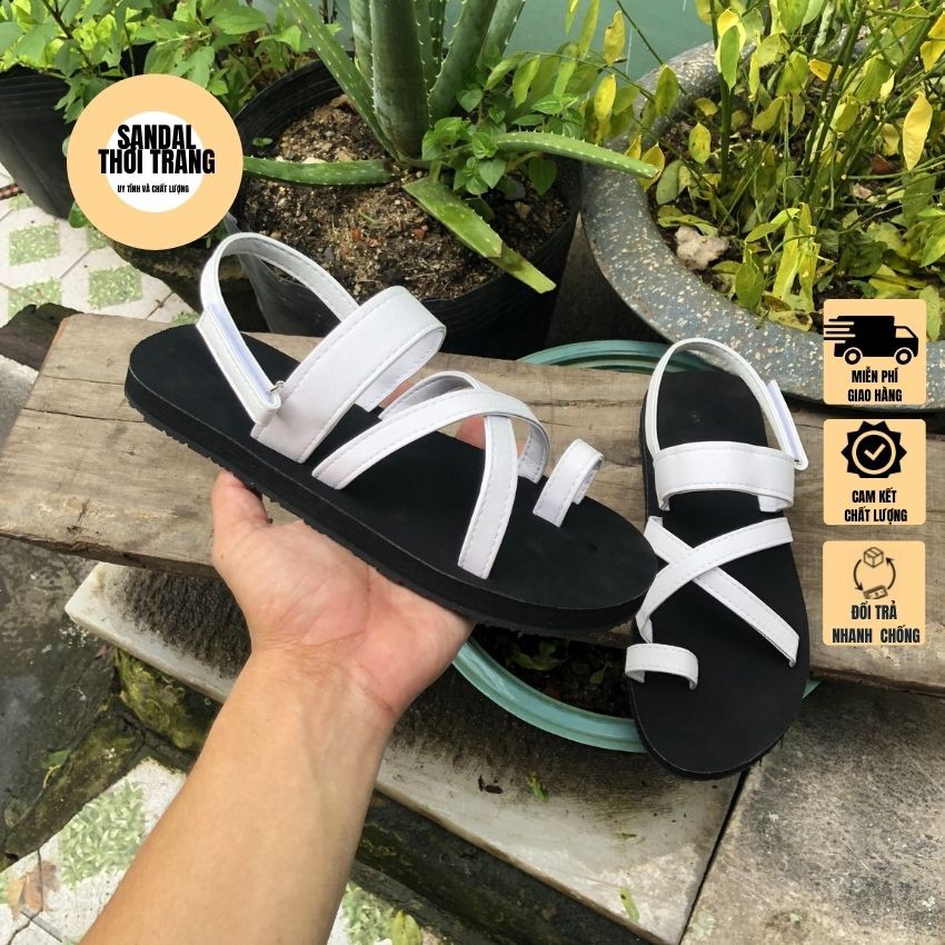 Dép quai hậu xỏ ngón nữ nam, Sandal nữ đi học sỏ ngón đồng nai 3 màu Trắng/Đen/Nâu full size 30-44 SANDALTHOITRANG