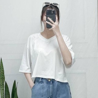 Áo thun Croptop Ulzzang Cổ Tim form rộng - Kyubi