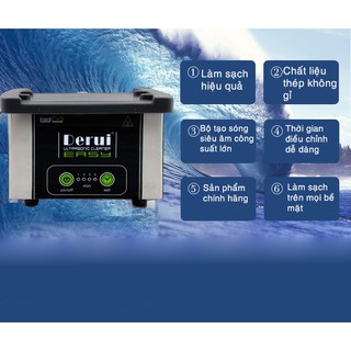 Máy Rung Sóng Siêu Âm, Máy Rửa Trang Sức , Máy Rửa Sóng Siêu ÂM Derui MS A07 Phiên Bản Mới