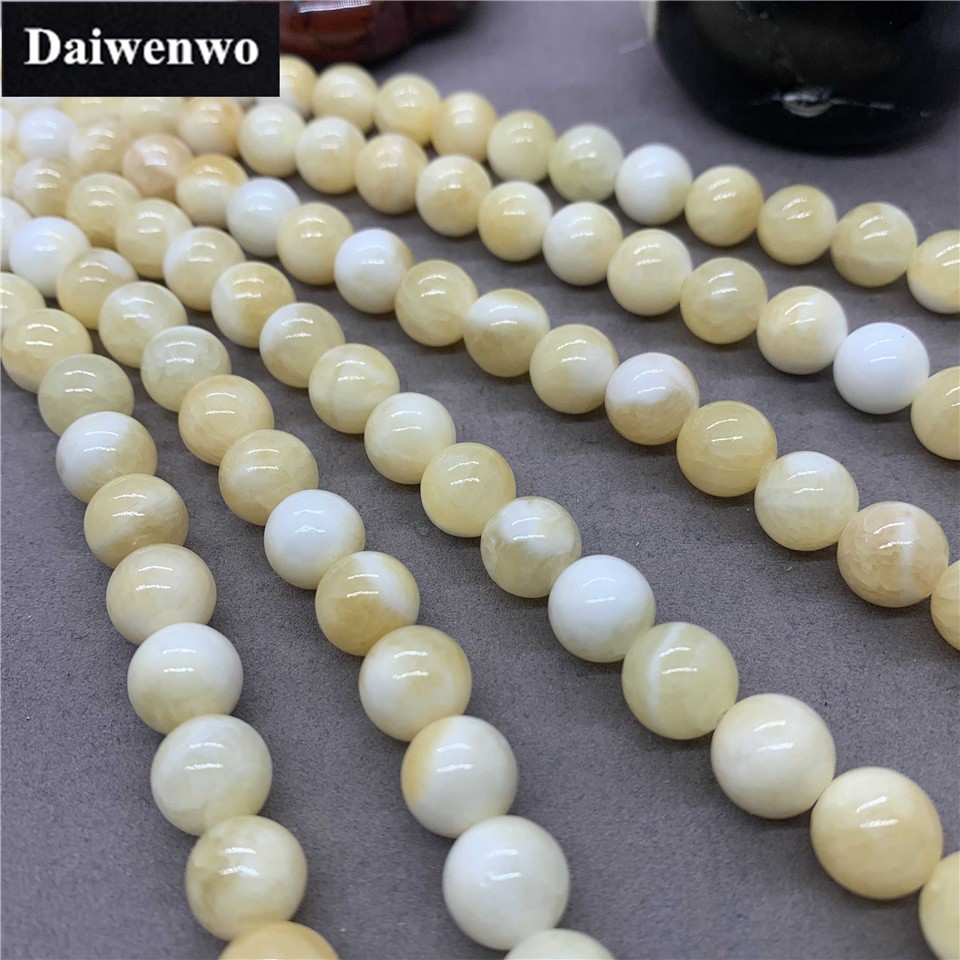 Chuỗi Hạt Đá Tròn Tự Nhiên 4-12mm Màu Be / Trắng