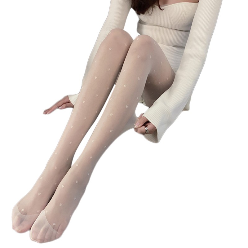 Quần Tất Lưới In Hình Trái Tim Phong Cách Lolita