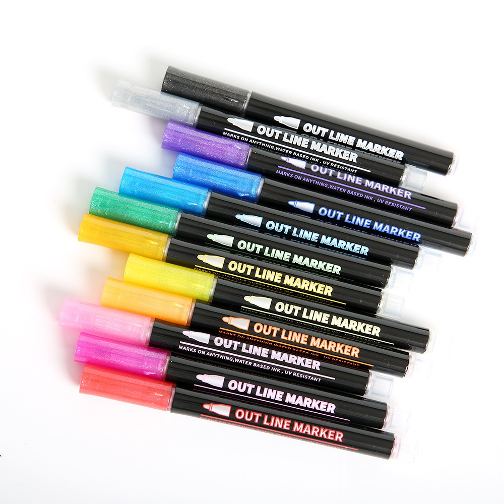 Bút nhũ nét viền chữ sẵn outline marker kim tuyến Sổ KLONG, bút out line B06 nhiều màu
