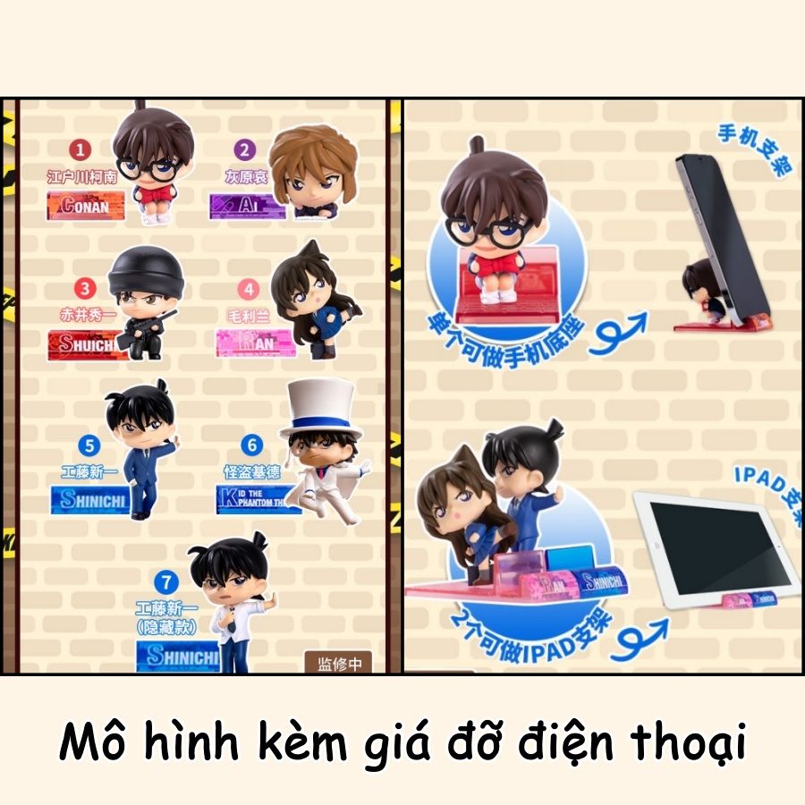 Mô hình Conan Ran Shinichi Haibara Kid Akai kèm giá đỡ điện thoại