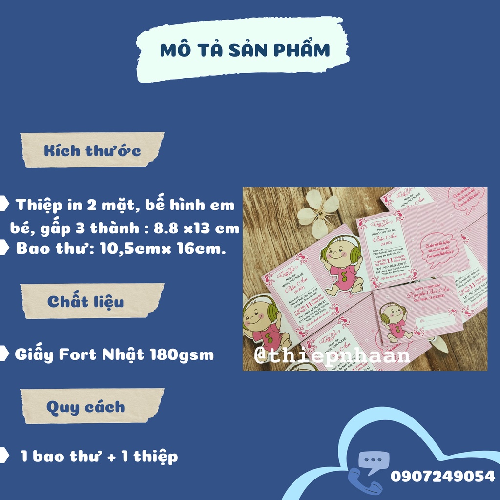 ♥️ Shop Uy Tín ♥️  Thiệp mời  SINH NHẬT - THÔI NÔI - ĐẦY THÁNG Dành Cho Bé Gái Nghe Nhạc.