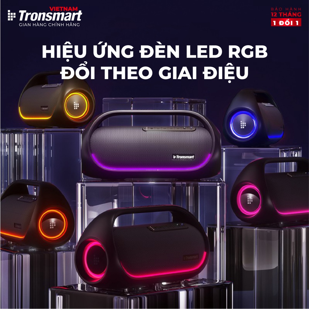 Loa bluetooth TRONSMART BANG (BẢN NÂNG CẤP) Công suất 60W, Đèn led RGB -  Công nghệ TuneConn, SoundPulse - 8 chế đ