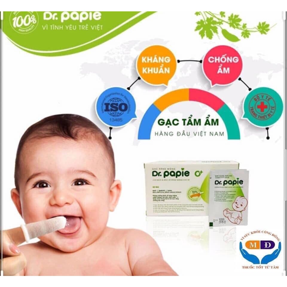 Gạc rơ lưỡi Dr Papie vệ sinh răng miệng / Rơ lưỡi Dr Papie cho bé (30 gói)