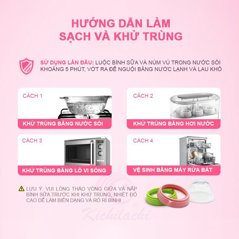 Combo 2 núm ti bình sữa Natural Kichilachi cổ rộng silicone cao cấp, siêu mềm, mô phỏng bầu vú mẹ