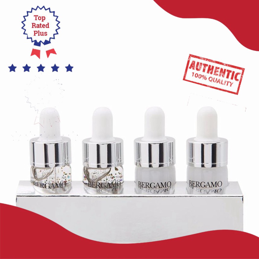 Set 4 chai serum dưỡng da BERGAMO SNOW WHITE & VITA-WHITE WHITENING PERFECTION AMPOULE 13ml