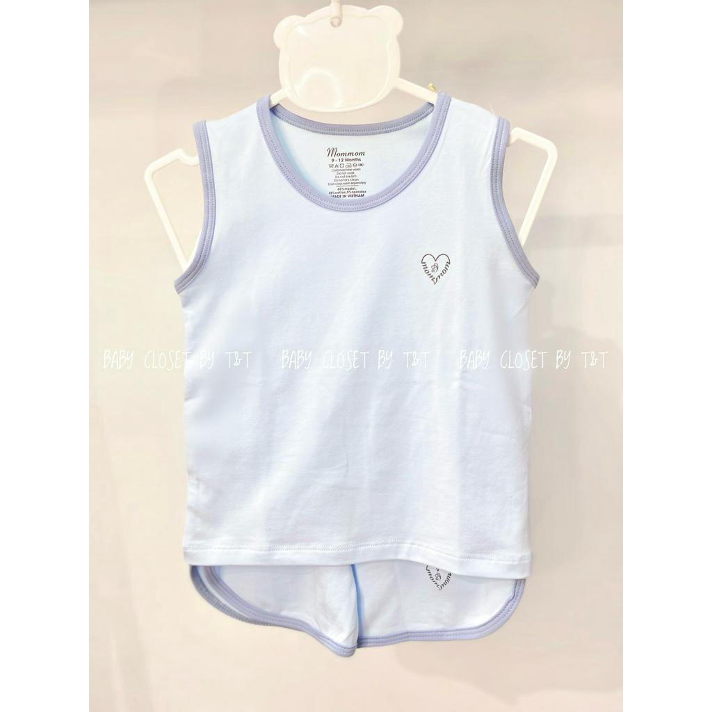 Bộ sát nách trẻ em dáng thể thao phối viền màu năng động Mommom