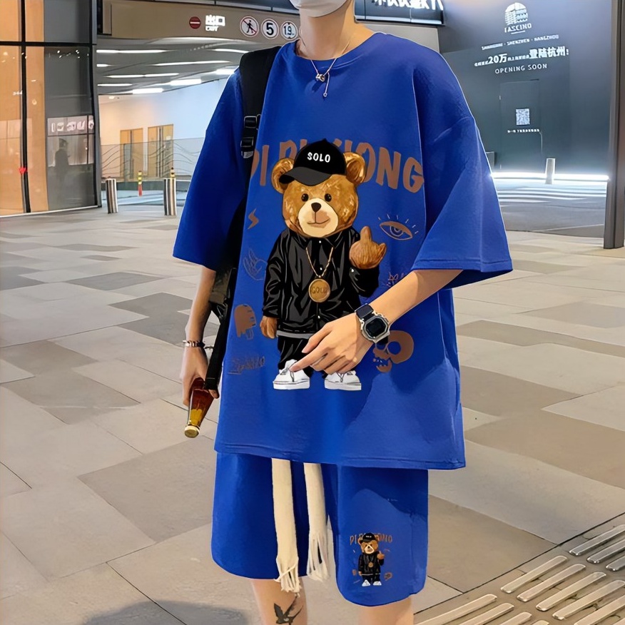 đồ bộ nam from rộng đồ bộ thể thao nữ unisex bộ thể thao nam mùa hè thời trang Quần áo nam chất đũi cao cấp Set đồ nam bông bộ thể thao nam