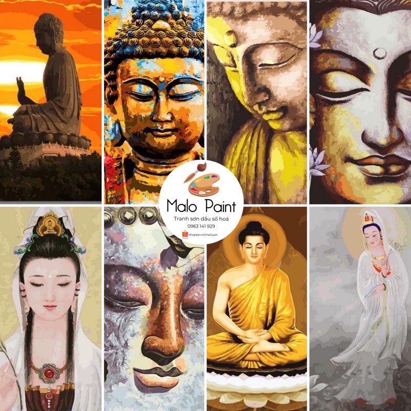 Tranh sơn dầu số hoá tự tô màu Tranh Phật Giáo BẢN NÂNG CẤP