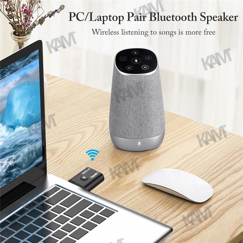 Usb Bluetooth 5.0 Mini 2 Trong 1 Với Cáp 3.5mm Cho Xe Hơi / Máy Tính / TV / Laptop