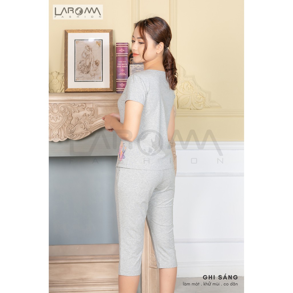 LAROMA Bộ quần áo nữ cotton hoa eo