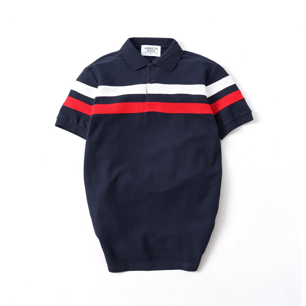 A/G Áo Polo Nam Cổ Bẻ Phối Ngang Ngực Phom Slimfit, Chất Liệu Cotton Thoáng Mát Không Nhăn