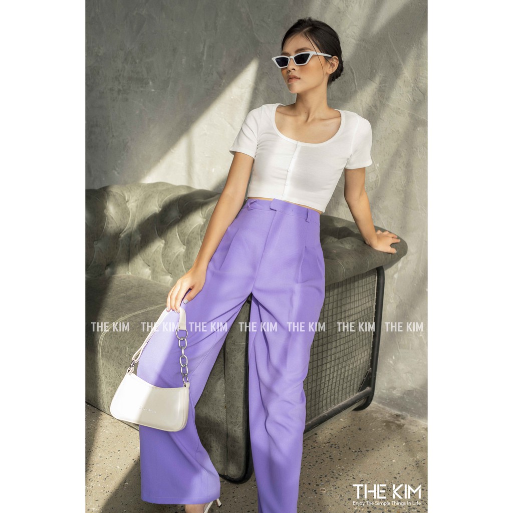 Áo Croptop Len tăm cúc ngực , áo thun tăm ngắn tay cổ tròn trơn basic nữ | BigBuy360 - bigbuy360.vn