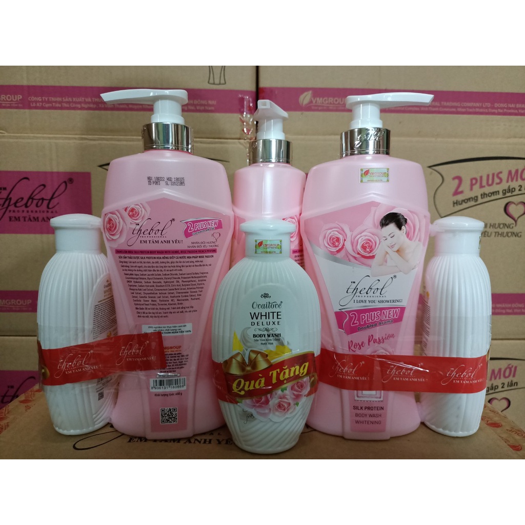 Sữa tắm Thebol trắng/ hồng/ vàng 650g