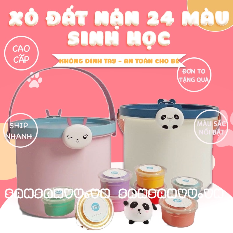 Đất Nặn Xô 24 Màu Tự Khô Không Dính Tay An Toàn Cho Bé
