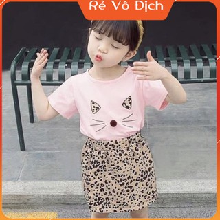 Bộ quần áo trẻ em cho bé gái 1-5 tuổi mẫu váy mèo cute đáng yêu chất liệu tốt
