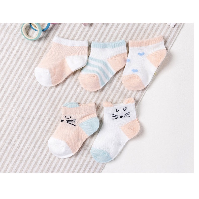 Tất Bé Sơ SinhFREE SHIP Set 5 Đôi Tất cho bé Xuất Nhật 100% Cotton Mềm Mại Cho Bé