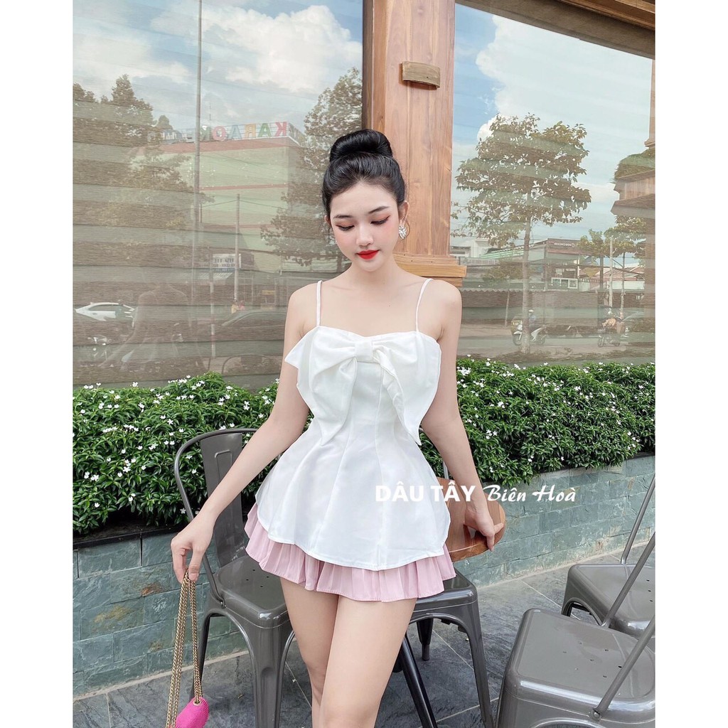 Áo hai dây chít eo nơ ngực bản bự trẻ trung TTSA0402