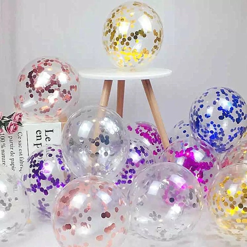 5 Quả bóng bay trong suốt kim tuyến Sequin trang trí sinh nhật 30cm