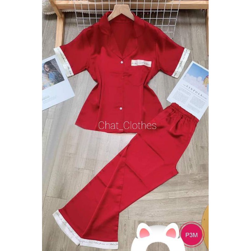 Bộ Pyjama Lụa [Chữ Ký Tay Cộc Dài] - Hàng thiết kế có size kèm video ảnh thật