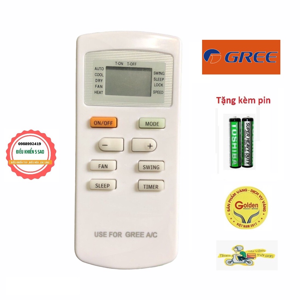 Điều khiển điều hòa GREE YX1F di động dạng cây đứng có thể di chuyển - tặng kèm pin chính hãng - Remote Gree YX1F