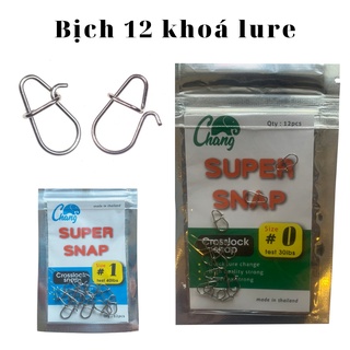 Bịch 12 khoá lure Super snap size #0 và #1, bộ móc khoá link câu lure cá lóc cá chẽm câu biển siêu bền
