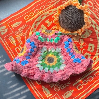Mũ xô len móc thủ công - crochet bucket hat granny square