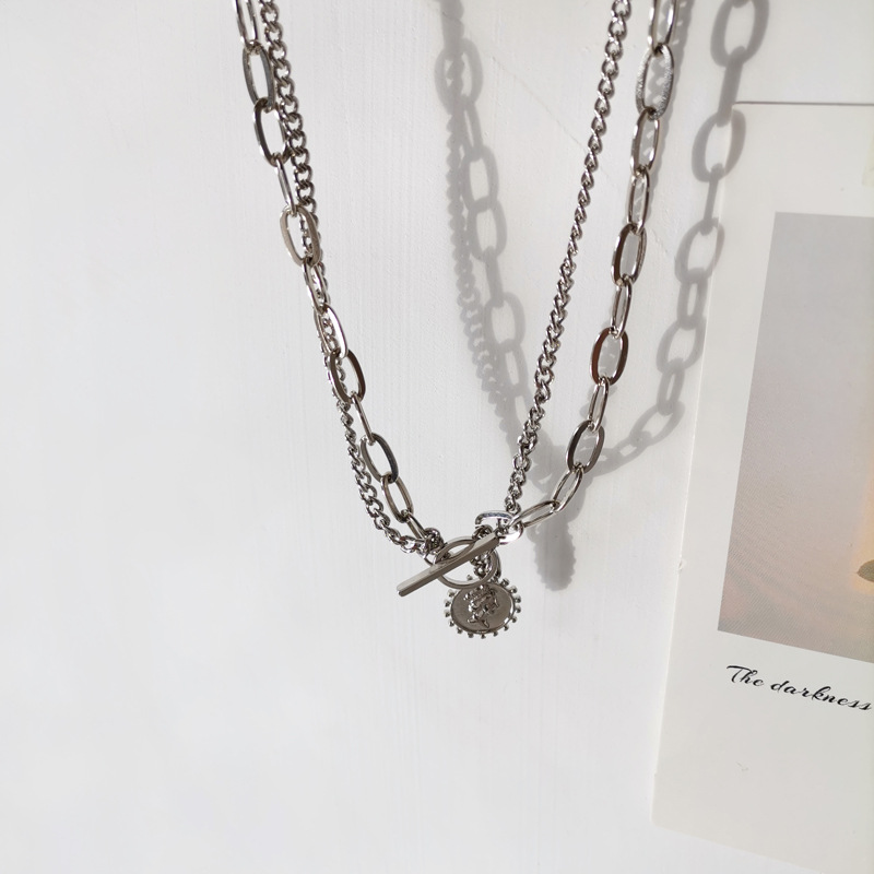 Dây chuyền hai vòng mặt họa tiết đầu người độc đáo thời trang 22802